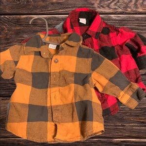 Old Navy Boy Button Down Flannel Shirts 0-3 months
